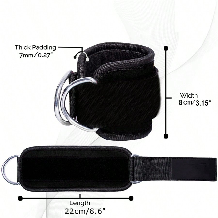 Fitness Ankle Straps Adjustable Double DRing Support Cuffs Gym Leg
