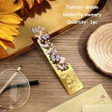 1pc Metal Hollow Bookmark Retro Fantasy Butterfly Flowers Asymmetric Reading Mark Bookmark Stationery Supplies For Gift Birthday Friends Club Book Lover Readers Office - one-size - View 15