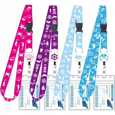 12 Peças/4 Pacotes Cordão Retrátil de Cruzeiro com Porta-crachá à Prova d'Água, Acessórios Essenciais de Cruzeiro, Volta às Aulas
