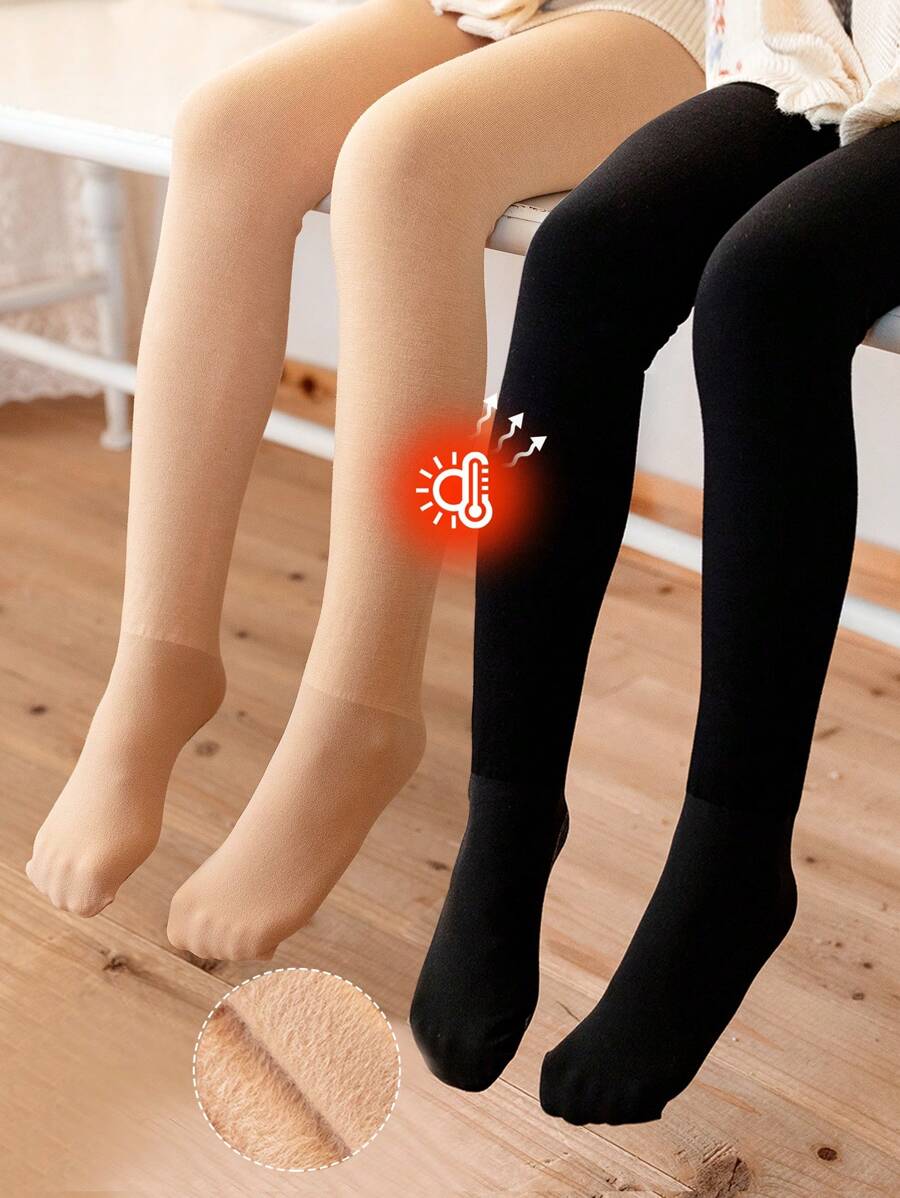 2 đôi quần tất/legging liền chân màu trơn cho bé gái/trẻ em/trẻ sơ sinh màu đen, kaki, màu da, nâu nhạt, thích hợp mặc hàng ngày, đơn giản và đa năng, bề mặt mịn, mềm mại và thân thiện với da, thích hợp cho phong cách công chúa học đường, có thể mặc vào mùa xuân, hè, thu và đông, tất liền chân dễ thương và thanh lịch, quần legging ngoài trời thời trang và đa năng, mùa tựu trường - Nhiều màu - Xem 1