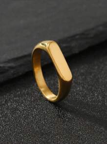 1 Piece Casting Punk Style Rectangle Light Plate Stainless Steel Ring Does Not Lose Color Personalized Finger Ring Suitable For Men'S Daily Wear - 1 Long Cast Ring - View 4