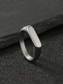 1 Piece Casting Punk Style Rectangle Light Plate Stainless Steel Ring Does Not Lose Color Personalized Finger Ring Suitable For Men'S Daily Wear - 1 Long Cast Ring - View 2