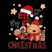 1 件 First Christmas 熨烫贴纸，适用于服装装饰、DIY T 恤、面具、牛仔裤、背包补丁 - B - 查看 3