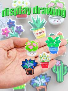 10 PCS Leaf Succulent Series, Potted Plant, Cactus, Flower, Succulent DIY Shoe Decoration Charms For Clogs Bubble Slides Sandals, PVC Shoe Decorations, Beach Bag Accessories, Gift Idea For Birthday Christmas Valentine's Day Halloween, Party Favors