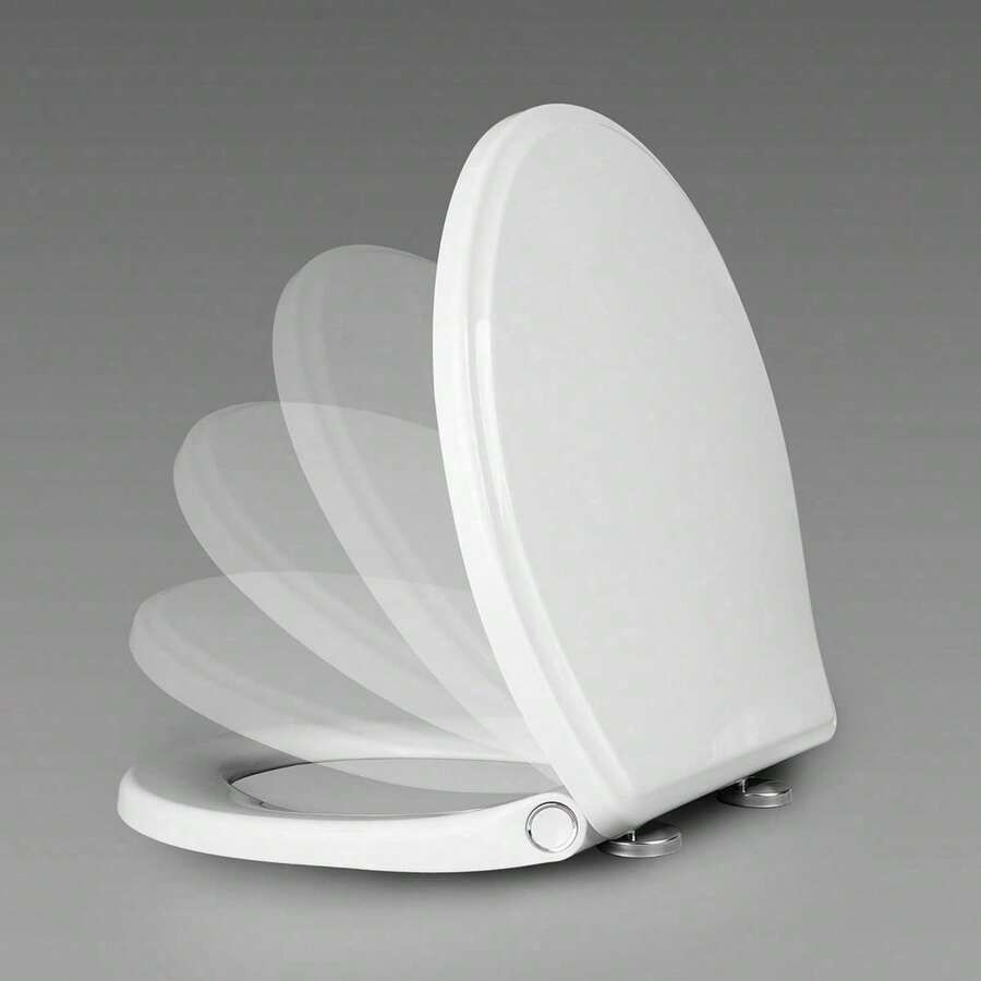 Premium Round Toilet Seat With Cover Quiet Close, OneClick To Quick