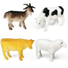 12 件迷你仿真农场动物玩具模型套装，包括绵羊、驴、牛、奶牛、公鸡、母鸡、马、山羊、兔子、小猫、小狗、鹅和其他小型农场家禽，教育学习玩具模型，生日和节日礼物 - 彩色 - 查看 4