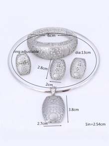 Bộ trang sức cưới màu vàng Dubai sang trọng, vòng cổ lớn, hoa tai cho phụ nữ, phụ kiện cô dâu, quà tặng, bộ trang sức Ấn Độ - bộ trang sức - Xem 5