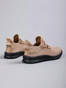 大码男式纯色轻便透气舒适网眼面料软底运动休闲步行鞋、运动鞋 - 棕色 - 查看 4
