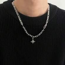 1 件装男士暗星项链高级感小众设计感浮游生物帅气钛钢毛衣链嘻哈时尚情人节生日礼物圣诞节新年情人节节日礼物