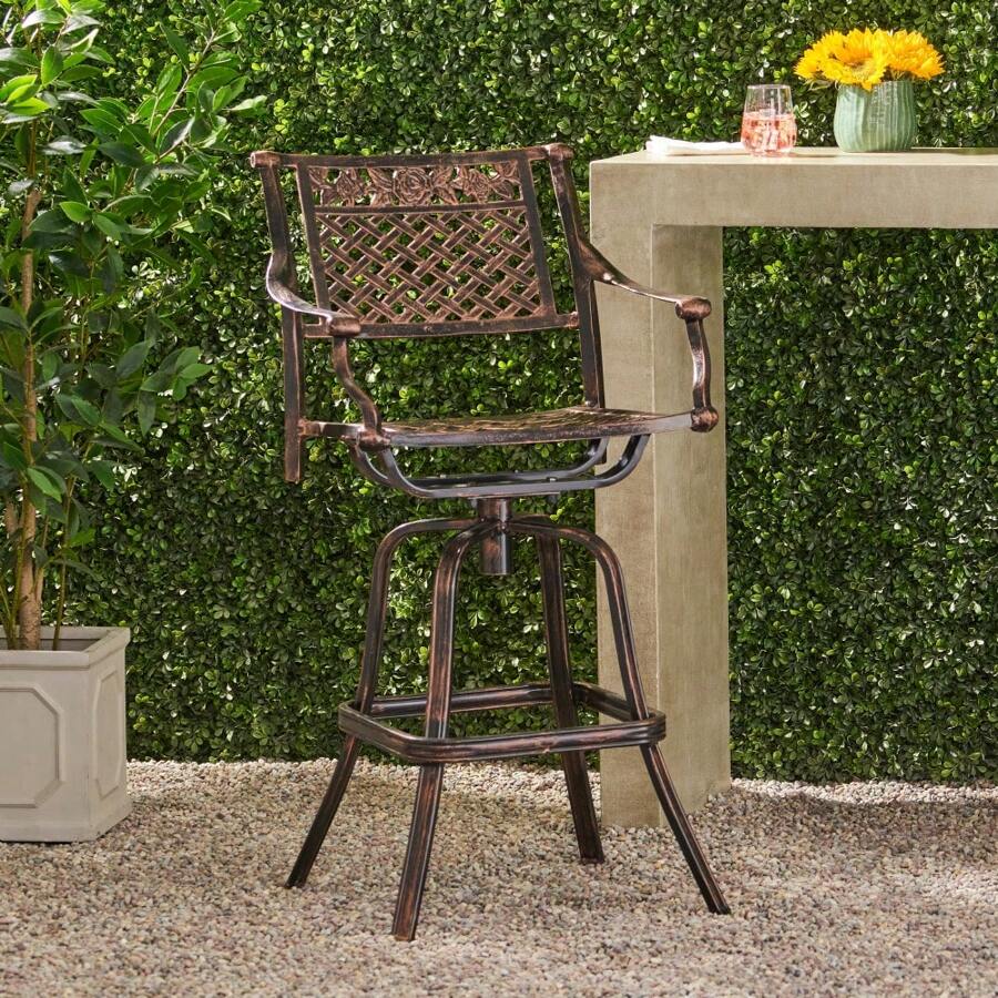 Modern Design Outdoor Cast Aluminum Patio Barstool Chair Dining Parks
