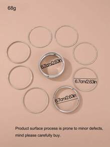 9pcs/set Stylish Textured Rhinestone Bangle Bracelets