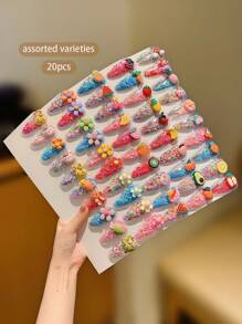 20pcs/Set Random Cartoon Cute Glitter BB Hair Clips, Suitable For Daily Use - Multicolor - View 4