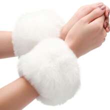 1 Pair Faux Fur Short Wrist Cuff, Elegant & Cute Fingerless Arm Warmer Sleeve For Women, Suitable For Daily Wear, Party, New Year Events, Matching With Coats, Sweaters, Dresses, In Black, White, Pink Colors