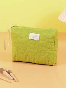 1 件可爱花卉绗缝云化妆包，便携式拉链纯色洗漱用品收纳包，旅行护肤品收纳包，化妆品和洗漱用品便携式手提包，大容量旅行化妆品收纳盒 - 奶油色绗缝云设计 - 非常适合化妆品、护肤品和洗漱用品 - 适合旅行、宿舍或家庭使用 - 送给朋友、老师、母亲和伴娘的完美礼物 - 彩色 - 查看 20