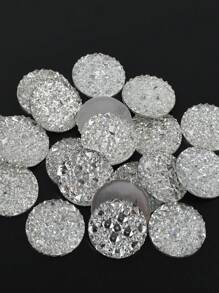 Set de 20 piezas/Paquete de Rhinestones de Resina Planos, Rhinestones de Resina Redondos Grandes de 20 mm, Gemas de Resina de Colores Blanco y Blanco AB para Manualidades DIY y Decoraciones de Prendas