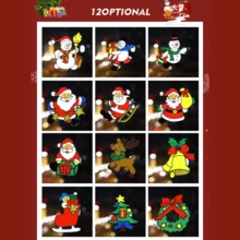 1 miếng dán kính Giáng sinh, miếng dán tường trang trí ngày lễ, miếng dán kính cửa sổ Giáng sinh lớn, phong cách ngẫu nhiên - Nhiều màu - Xem 3