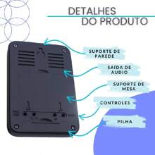 Digital Desk Clock 7.6x1.9x12Cm With Thermometer Hygrometer And Alarm Clock - màu xanh hoặc đen - Xem 3