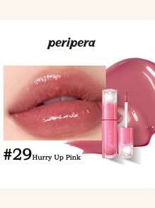 Peripera K-Beauty Ink Mood Glowy Tint, Water Bare Tint, Mirror Watery Lip Gloss, Glass Lip Gloss, Plumping, Natural Hydrating, Lightweight, Brightening, Long-Lasting Color, Comfortable Non-Sticky Wear, Suitable For Mask Wearing, No White Cast, K-Beauty, Korean Cosmetics - #29 Hurry Up Pink - 查看 3