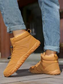 男士保暖雪地靴，防水休闲情侣时尚雪地鞋 - 棕色 - 查看 5