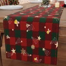Aleer de masă de Crăciun 1PC, Aleer de masă de Crăciun în carouri roșii și verzi, Aleer de masă minunat, potrivit pentru petrecerile sezoniere de iarnă, decorarea interioară a casei de vacanță