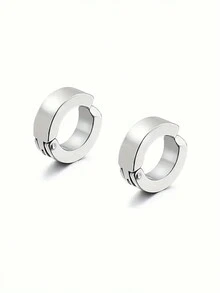 1 par de pendientes minimalistas de acero inoxidable con clip, pendientes unisex sin perforación - Pendientes sencillos sin piercing - Ver 5