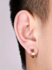 1 par de pendientes minimalistas de acero inoxidable con clip, pendientes unisex sin perforación - Pendientes sencillos sin piercing - Ver 3