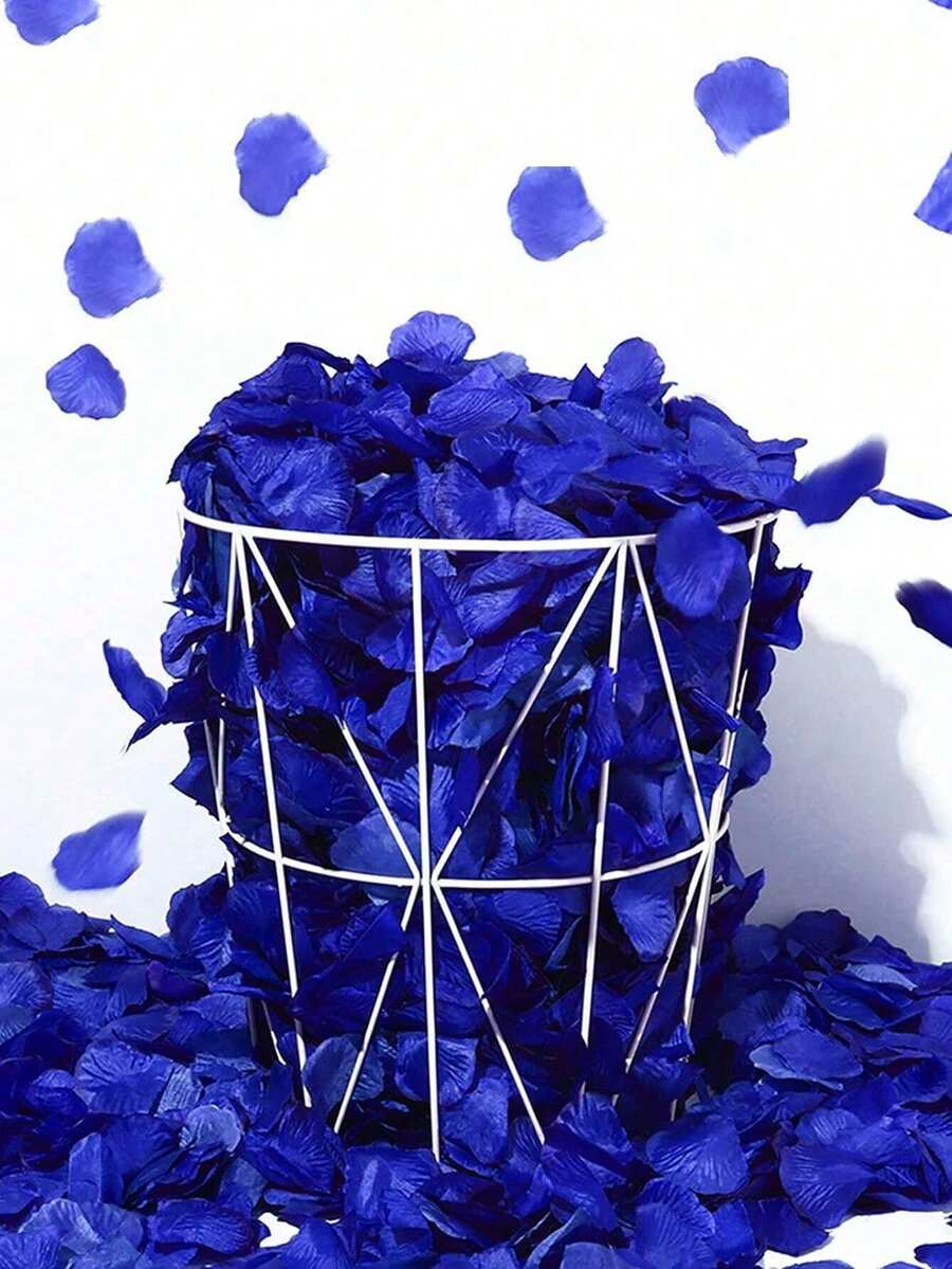 每包 1000 片或每包 100 片。人造玫瑰花瓣。婚礼用假花瓣。情人节、婚礼、万圣节、圣诞派对、家庭卧室装饰和五彩纸屑用假花瓣。圣诞节。 - 寶藍色 - 查看 1