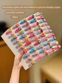 20pcs/Set Random Cartoon Cute Glitter BB Hair Clips, Suitable For Daily Use - Multicolor - View 2