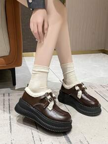 Fashionable Sexy Stylish Versatile Comfortable Beautiful Chunky Heel Platform Loafers Women Shoes, Low Price, Slip-Resistant Outdoor Casual Sports Shoes, Warm Thermal Lined Village Holiday Boots, Brown Flat Shoes, Snow Boots