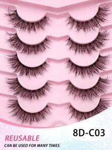 5对透明假睫毛，自然柔滑，适合眼妆，可用于睫毛嫁接 - 黑色 - 查看 5