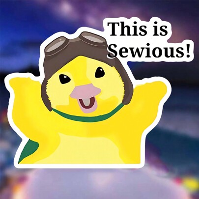 1PC, Cute And Funny 3 Inch Removable Outdoor Waterproof Vinyl Durable Creative Gift Illustration Design Stickers This Is Sewious! Cute Duck Sticker, Funny Sticker, Kawaii Sticker, Humor Decal