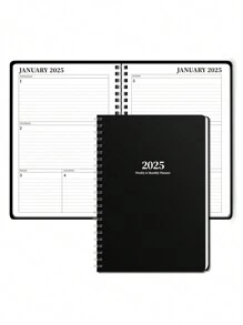 1 件 2025 计划每日每周每月笔记本螺旋日计划学术预约簿议程杂志提高生产力便携式学习课程通用笔记本添加三张贴纸 - 彩色 - 查看 6