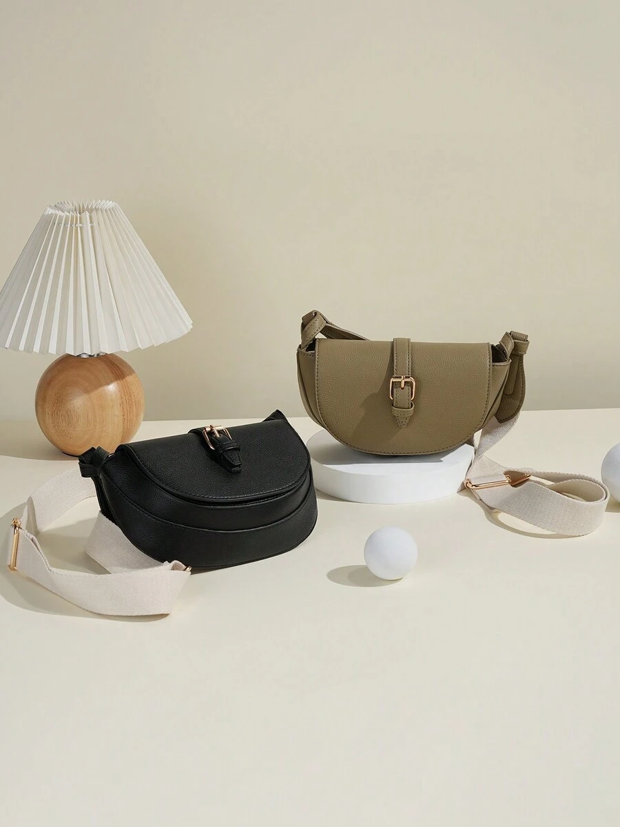 1 Túi đeo chéo màu trơn cổ điển, đơn giản, có quai rộng, đa năng, và túi đeo vai thời trang dành cho thanh thiếu niên - Cái túi - Xem 1