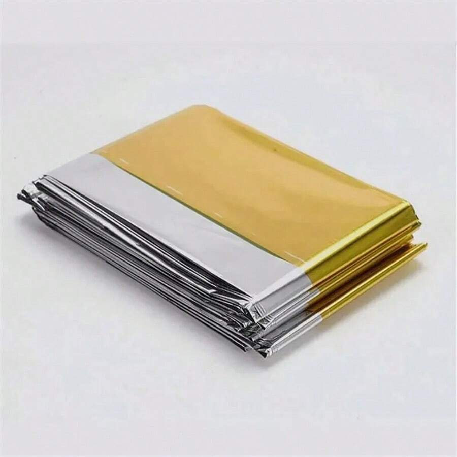 1pc 160*210cm Outdoor Portable Thermal Blanket, DoubleSided Gold