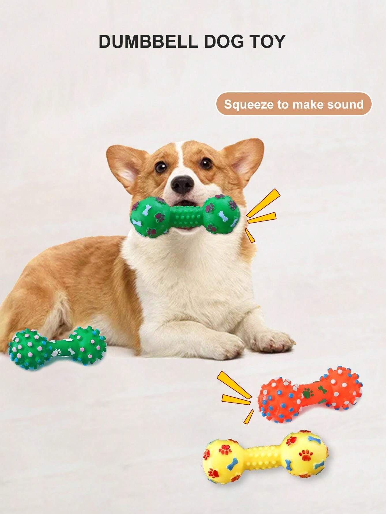 Durable Squeaky Dumbbell Dog Toy Interactive Chewing & Training Toy