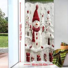 Rèm tắm phòng tắm hình người tuyết Giáng sinh, - Vải polyester dệt chống thấm nước, In kỹ thuật số, Thiết kế không dây, 12 móc - Trang trí phòng tắm hoàn chỉnh Trang trí mùa thu Phụ kiện phòng tắm Trở lại trường - Màu Hoa hồng đỏ - Xem 3