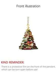 Enfeite de Natal em formato de livro (1 unidade) - Pingente de estante em camadas, mini livros empilhados, decoração de estante em papel verde e dourado, ideal para amantes de livros, pode ser pendurado na árvore de Natal, estante ou porta. Decoração para casa, decoração de Natal, decoração de quarto. - Multicolorido - Ver 7