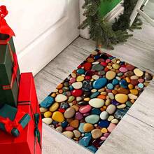 1 件家居装饰防滑门垫，涤纶地垫，砂岩风格，双色简约英式图案，适用于走廊、厨房、浴室、阳台、室内外装饰地毯 - 彩色 - 查看 3