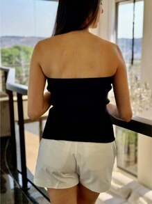 SUMMER STRAP-ON BLOUSE KNITTED MODAL NEW COLLECTION - Black - View 3