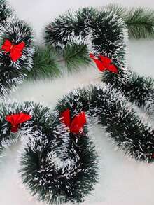 翠绿色和白色装饰圣诞雪花丝带花环，圣诞节门廊、墙壁、楼梯装饰 - 彩色 - 查看 5