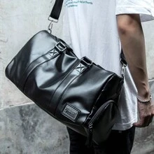 男士防水旅行手提包手提包运动健身行李袋行李单肩包带干湿分离隔层，大容量万圣节圣诞节冬季圣诞礼物男士手提包男士笔记本电脑户外感恩节秋季钱包假日收纳包电脑运动包沙滩包健身包男士礼物黑色包徒步旅行学生多功能便携时尚休闲爸爸礼物男友礼物手拿包度假 - 黑色 - 查看 2
