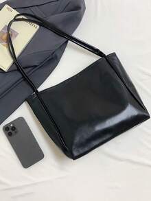 1 chiếc túi đeo vai thời trang tối giản dành cho nữ, thích hợp cho công sở, thường ngày, đi nghỉ và làm quà tặng - màu đen - Xem 11