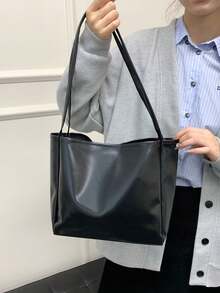1 chiếc túi đeo vai thời trang tối giản dành cho nữ, thích hợp cho công sở, thường ngày, đi nghỉ và làm quà tặng - màu đen - Xem 7