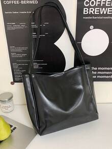 1 chiếc túi đeo vai thời trang tối giản dành cho nữ, thích hợp cho công sở, thường ngày, đi nghỉ và làm quà tặng - màu đen - Xem 9