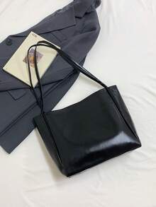 1 chiếc túi đeo vai thời trang tối giản dành cho nữ, thích hợp cho công sở, thường ngày, đi nghỉ và làm quà tặng - màu đen - Xem 10