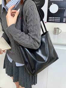 1 chiếc túi đeo vai thời trang tối giản dành cho nữ, thích hợp cho công sở, thường ngày, đi nghỉ và làm quà tặng - màu đen - Xem 5