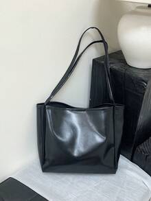 1 chiếc túi đeo vai thời trang tối giản dành cho nữ, thích hợp cho công sở, thường ngày, đi nghỉ và làm quà tặng - màu đen - Xem 8