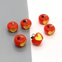 10pcs 3D Apple Resin Pendant Charms - Vibrant Fruit Charms For DIY Jewelry, Necklace, Bracelet, Earrings And Keychain - Multicolor - View 2