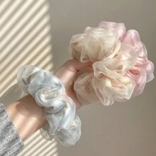 3 pièces Chouchous de cheveux en style français, à double couche délicate en mesh, doux et élégants, accessoires de cheveux polyvalents, élastiques à cheveux