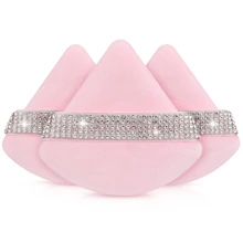12/6/3 Pcs Luxurious Diamond Powder Puffs - Soft, Dual-Sided Velvet & Suede Texture,Triangle Makeup Puffs, Soft Air Cushion Sponge With Rhinestone Accents, Wet Dry Cosmetic Foundation Blender Makeup Sponge For Under Eye,Foundation Application, Gentle On All Skin Types, Shiny Rhinestone Gift